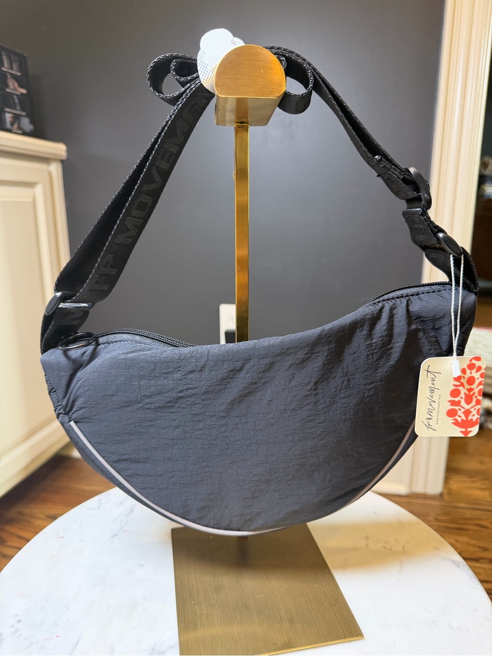 Free People | FP Movement Black‎ Crescent Crossbody Bag with Black Strap NWT